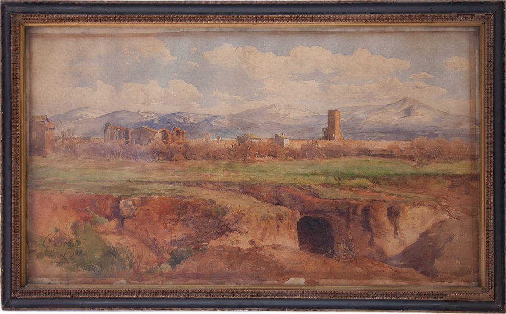 onorato carlandi: Paese nella campagna romana
